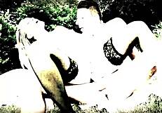 Femdom skinny granny dominates twink slave with outdoor fucking in heels