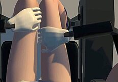 Rin relaxes on the massage chair