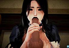 Goth Catgirl Maid Pleasures Master with Big Cock