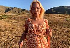 Asian Blonde Fucks Wet Pussy Outdoors