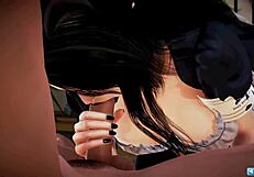 Goth Catgirl Maid Pleasures Master with Big Cock