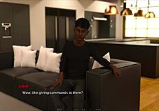 Brunette milf dances in a game setting with energetic moves