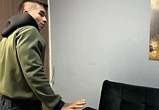 Big titted Colombian babe gets cum service at home