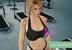 Blonde Working Out Clothed Version in Gym with Ass Focus