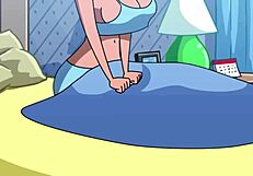 My mother-in-law catches me masturbating with my big cock.