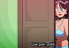 My mother-in-law catches me masturbating with my big cock.