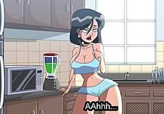 My mother-in-law catches me masturbating with my big cock.