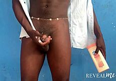 Hot ebony gay striptease and intense solo cumshot!