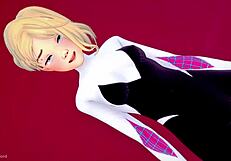 Spider Gwen Wants to Fuck Using Her Suit in Love Hotel Adult Version!