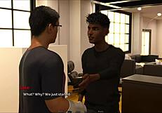 Brunette milf dances in a game setting with energetic moves