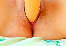 Petite teen 18+ cutie masturbates her tight pussy with a big rubber cock to orgasm.