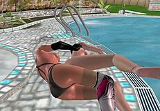 Animated 3d story - cute lesbian girl interacts with another girl in spoon position