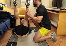 client interacts with trainer during workout