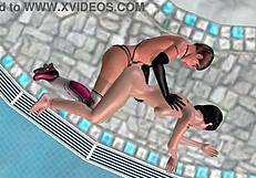 Animated 3d story - cute lesbian girl interacts with another girl in spoon position