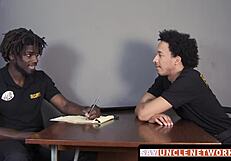 muscle security officer drills gay guy