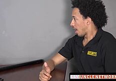 muscle security officer drills gay guy