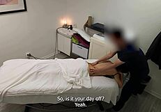 Petite Japanese girl seduced and taken twice during massage session