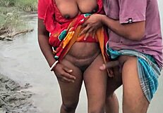Indian Boudi Gets Bent Over And Fucked Beside River