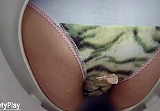 Hey, watch me piss in panties on toilet cam, okay?