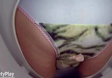 Hey, watch me piss in panties on toilet cam, okay?