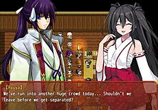 Bound shrine maiden honoka gets fingered in battle!