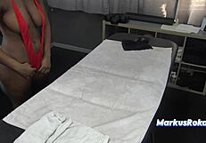 Orgasm scream for ebony stepmom with big boobs and perfect black ass on massage bed