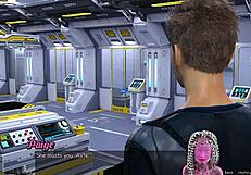 Stranded in space, checking on the hot big tits doctor