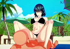 Tatsumaki and fubuki fuck old man intensely in one-punch man hentai