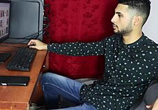 Hot interview with slim brunette girl