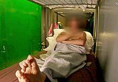 Hostel mixed room turns into shared bathroom handjob fun!