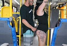 Absurd Public Act! Man Rubs Cock on Brazilian Brunette in Bus Until He Finishes on Her Dress!
