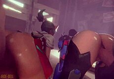 Dva Vs Kiriko in Doggystyle Bent Over Kissing