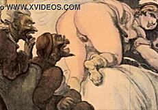 Vintage Erotic Illustration with Retro Cartoon Style and Antique Charm