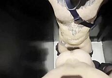 Orgy in nightclub bathroom with dio