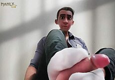 Step gay dad uses feet to dominate prisoner during police interrogation