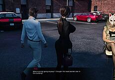 The sexy prison guard faces temptation outdoors.