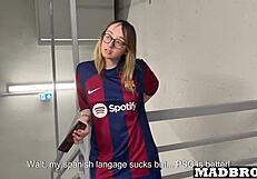 Barcelona Supporter Endures Rough Double Penetration Anal Fucking By PSG Fans In Stadium Corridors