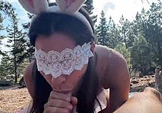 bunny in woods, uh, gets banged after suckin my thing