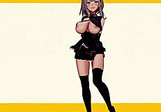 hololive poke dance in 3d cartoon anime style