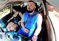 naughty passenger in uber drives driver crazy with muff diving