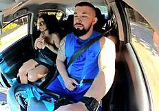 naughty passenger in uber drives driver crazy with muff diving