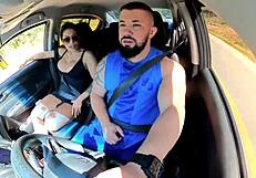 naughty passenger in uber drives driver crazy with muff diving