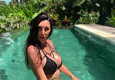 Hot Milf Fucked by the Pool, Cum on Tits?