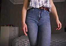 PAWG Milf Teases with Perfect Ass in Tight Blue Jeans