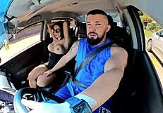 naughty passenger in uber drives driver crazy with muff diving