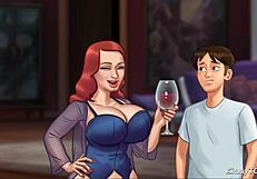 in summertime saga, stepdaughter catches stepmom riding her boyfriend's monster cock in the hotel room