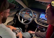 My friend and i played with boss's cock in car 😈