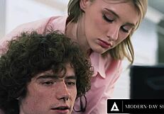 I teased my coworker Melody Marks for sneaky office sex. She licked and sucked before doggystyle.