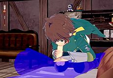 Konosuba Yaoi - Kazuma Blowjob with Cum in Mouth