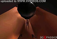 anime sub-slut gagged in 3d cartoon adventure.